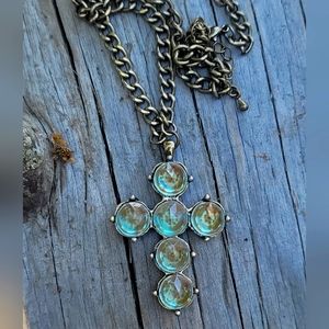 Antique saphiret cross necklace